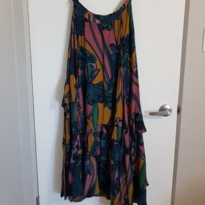 BRING BACK SUMMER RUFFLE MAXI SKIRT IN NAVY